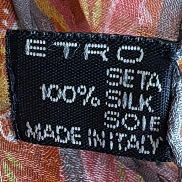 Auth ETRO - Pink Light Brown Multi Silk Scarf - Picture 3 of 5